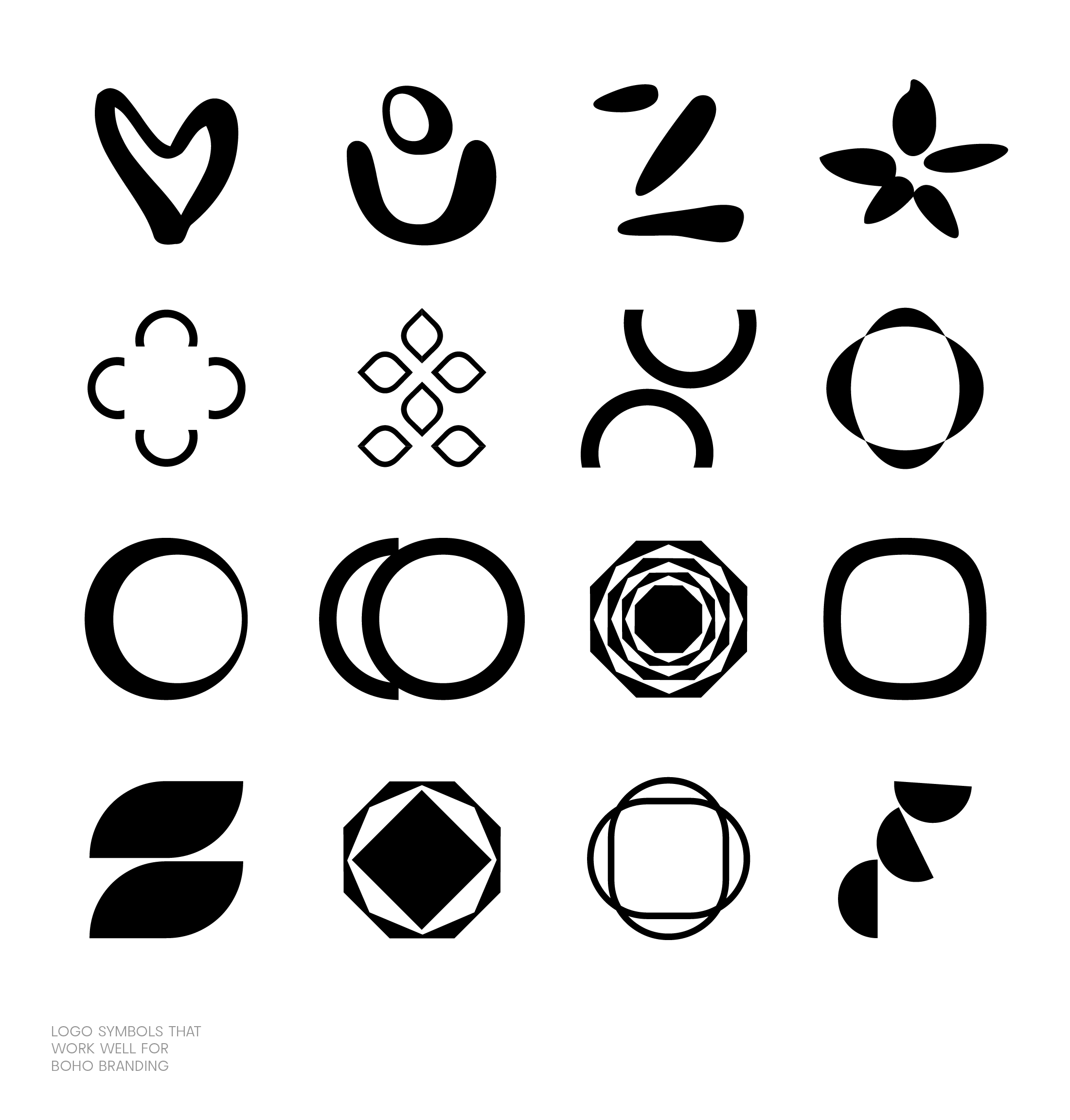 geometric, free-form, and abstract logo symbols