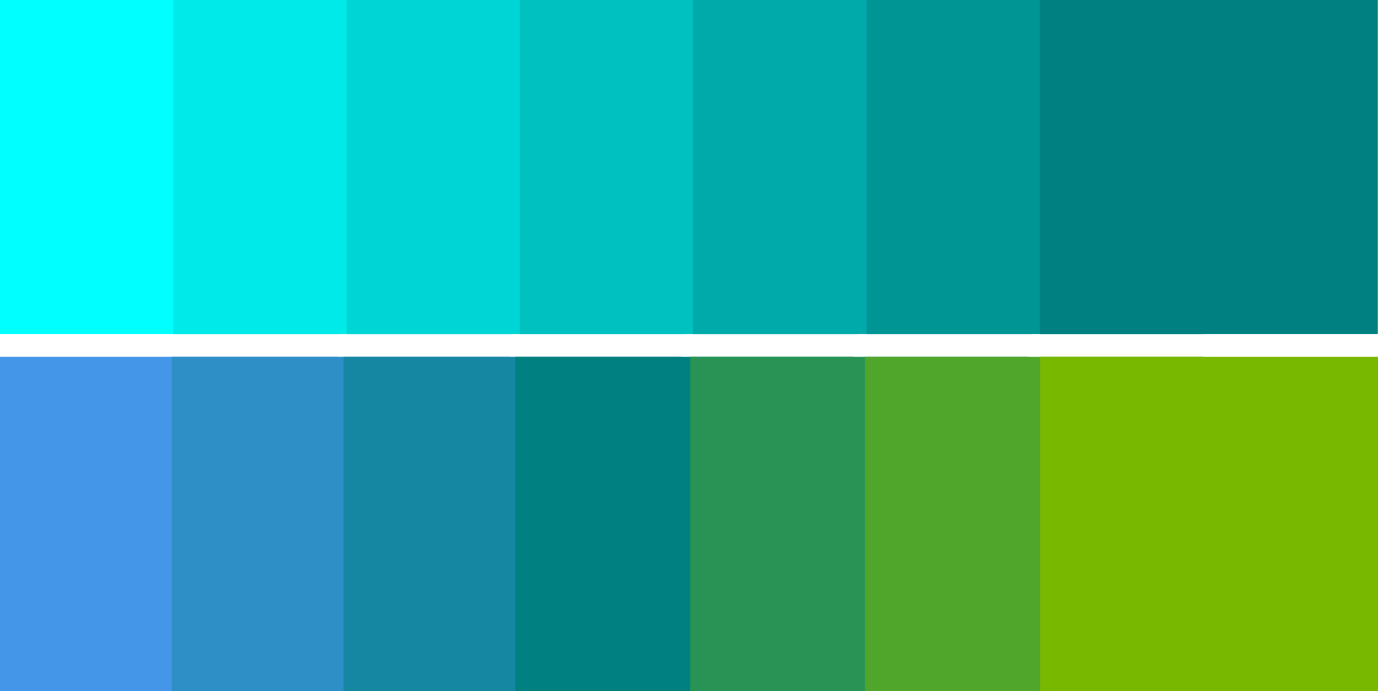 color palette from teal blue to teal green