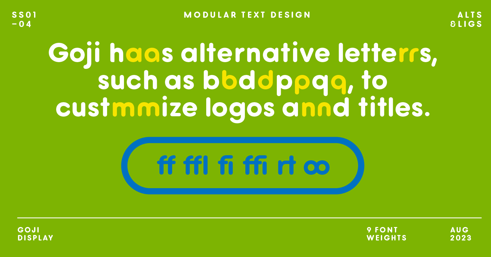rounded font Goji and letter options