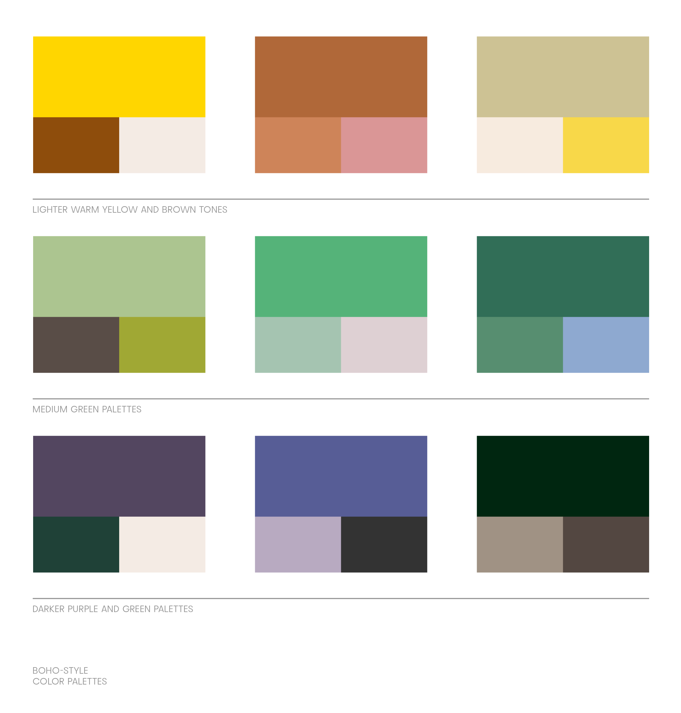 color palettes for branding in Boho look