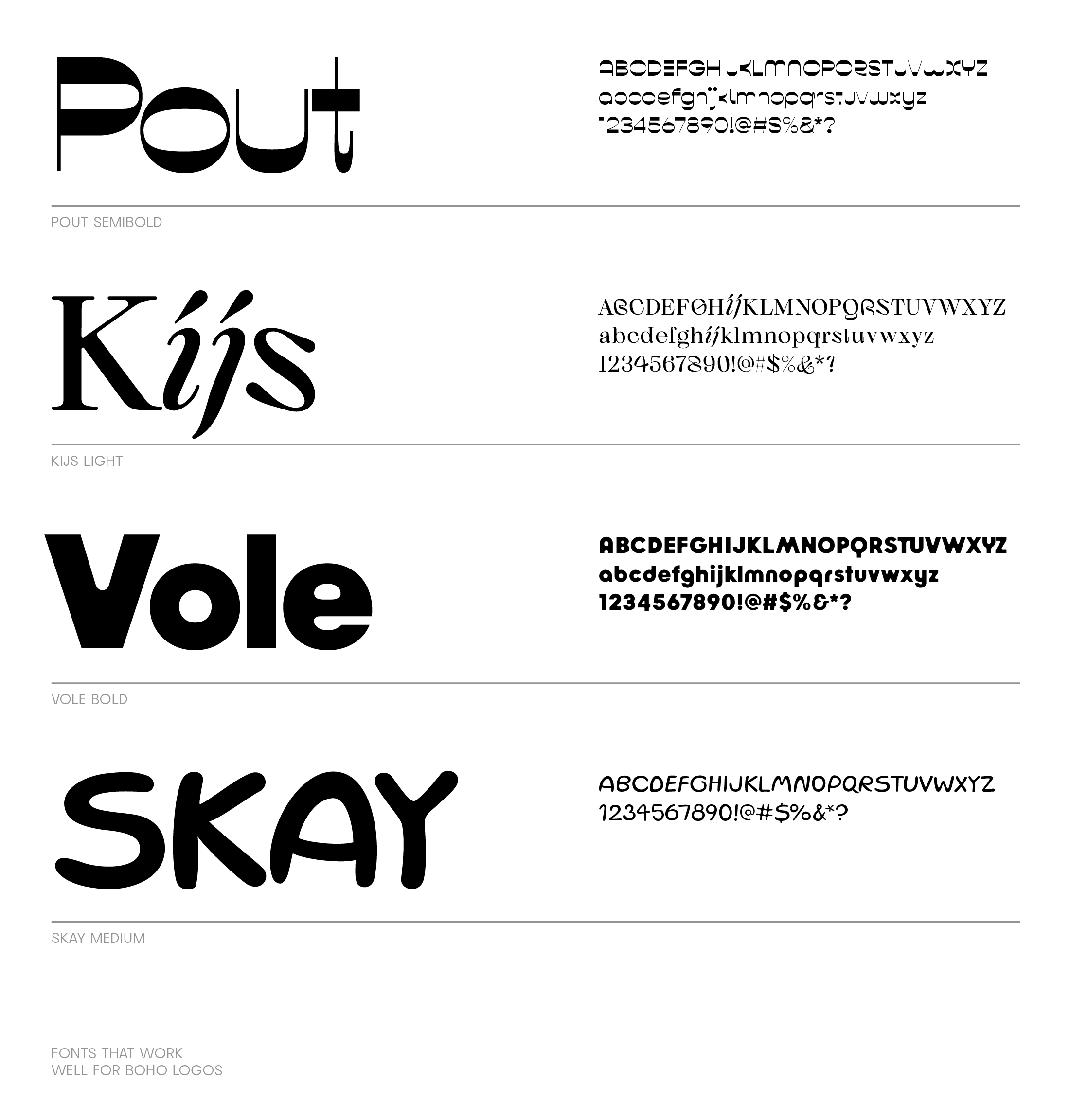 fonts for Boho logo designs