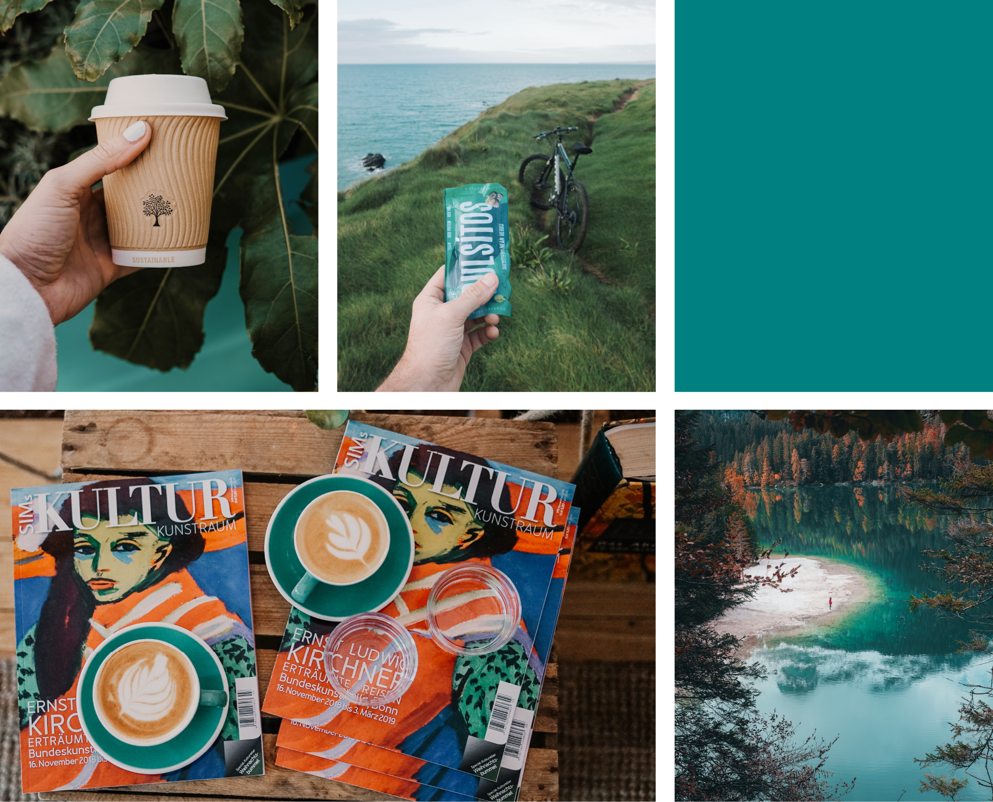 examples teal as brand color for travel and art
