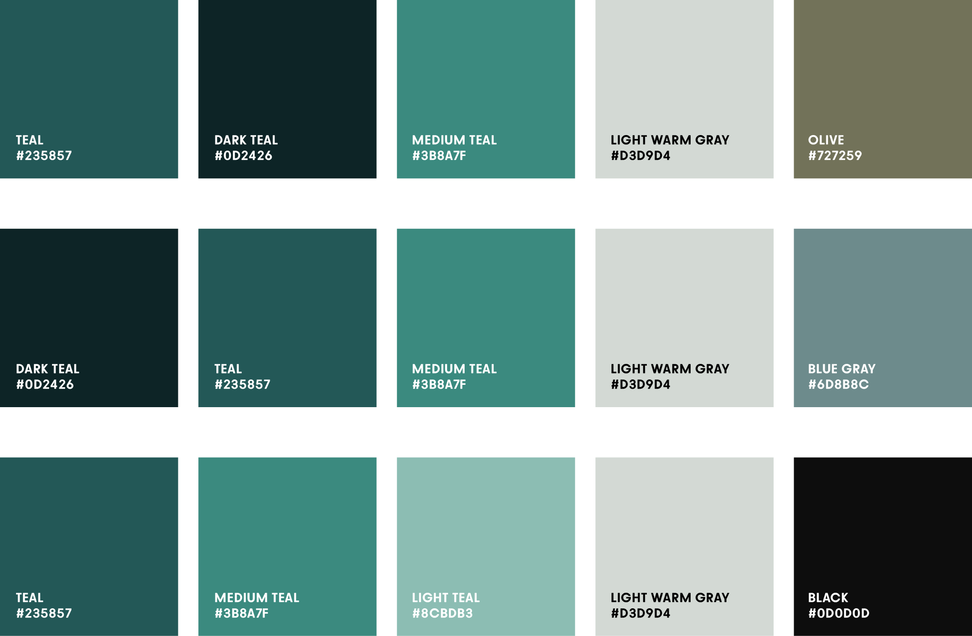 teal color palette using monochrome and analogue colors
