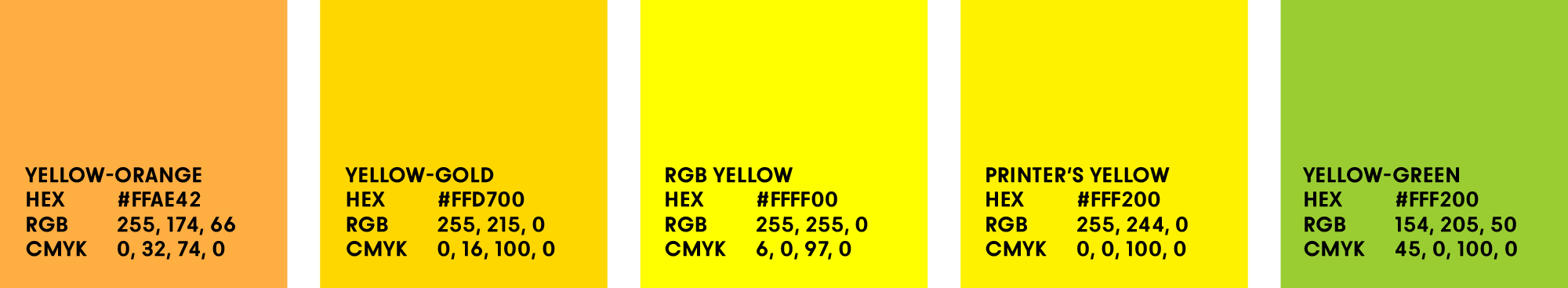 Golden Yellow Color Codes - The Hex, RGB and CMYK Values That You Need