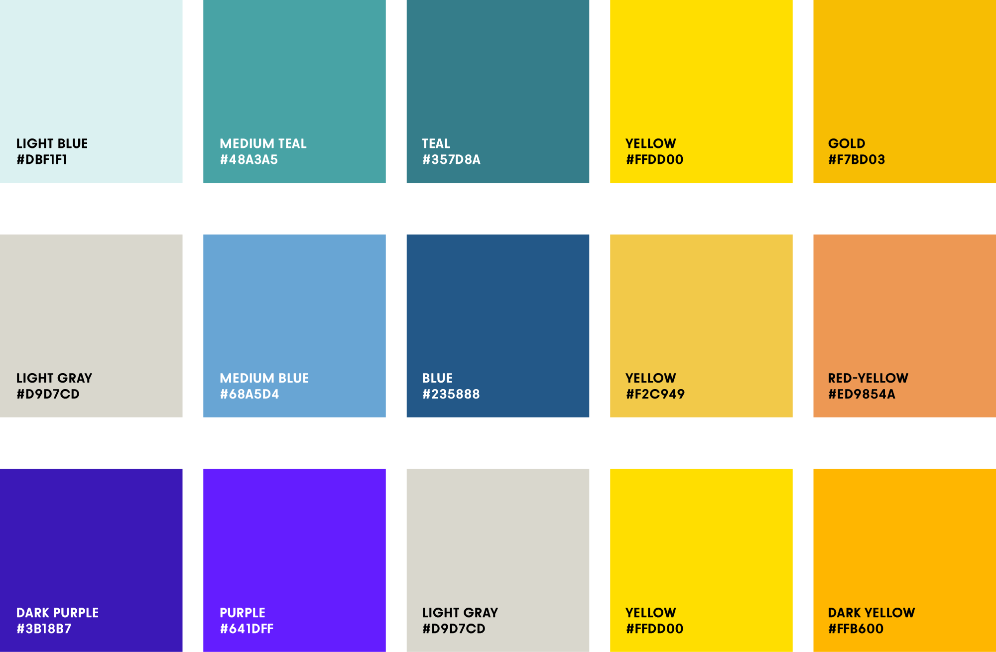 yellow color palette using complementary colors