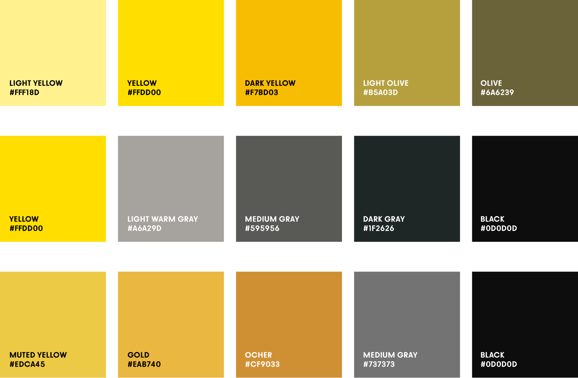 yellow color palette using monochrome and analogue colors