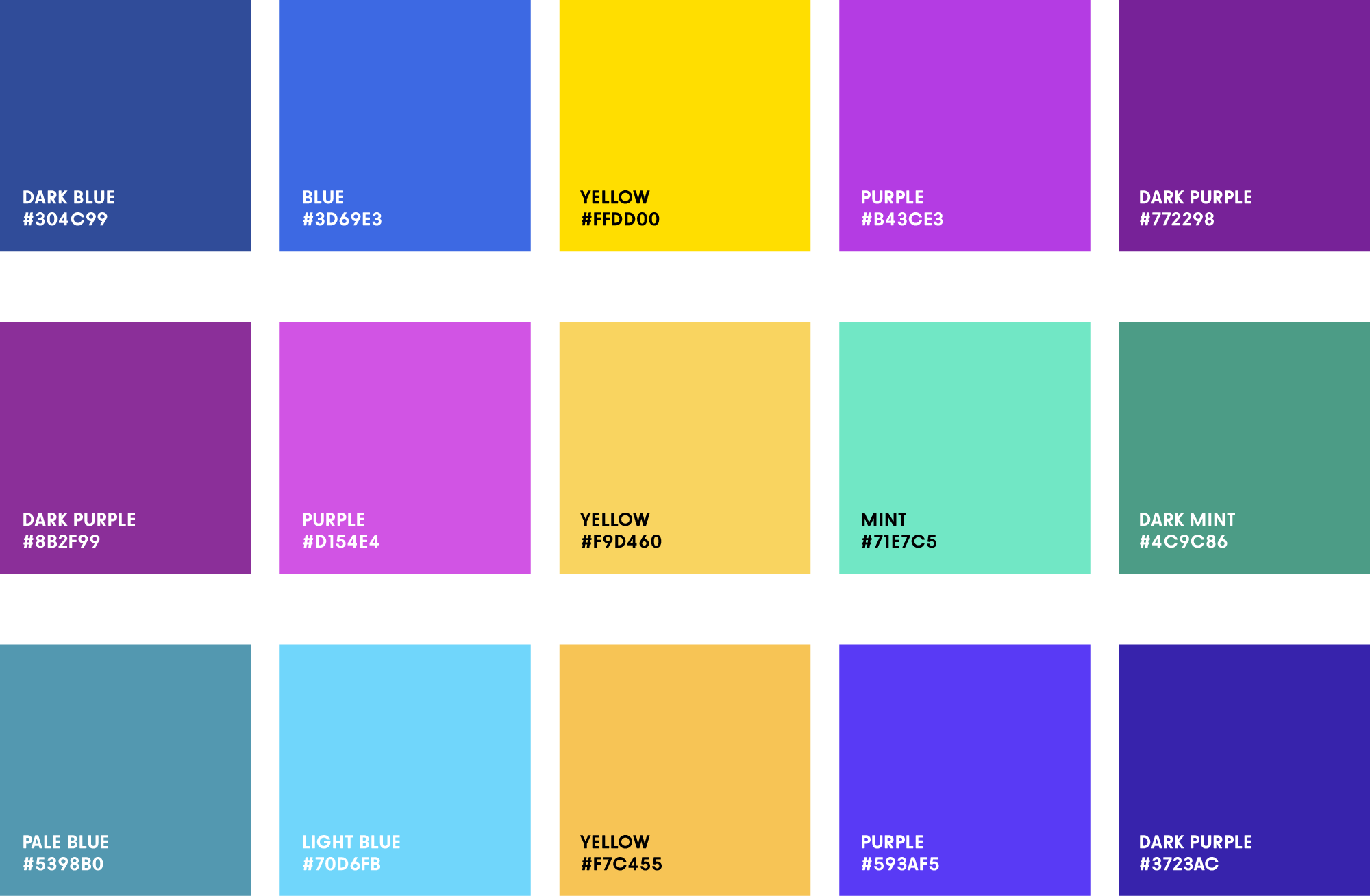 yellow color palette using triad and split complementary colors