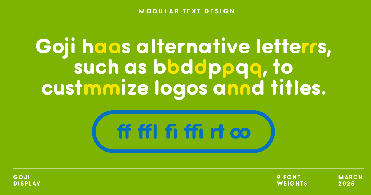 rounded font Goji and letter options