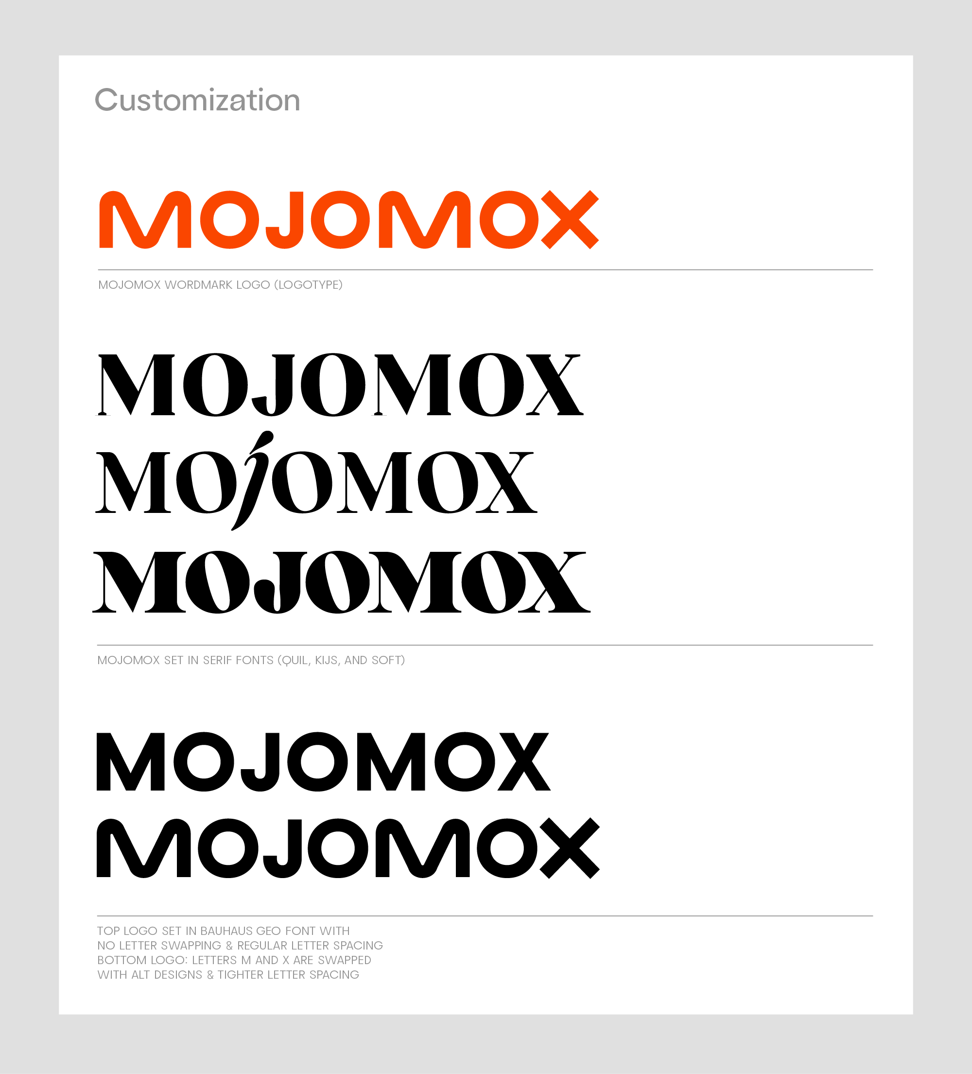 Mojomox logo example for wordmark customization