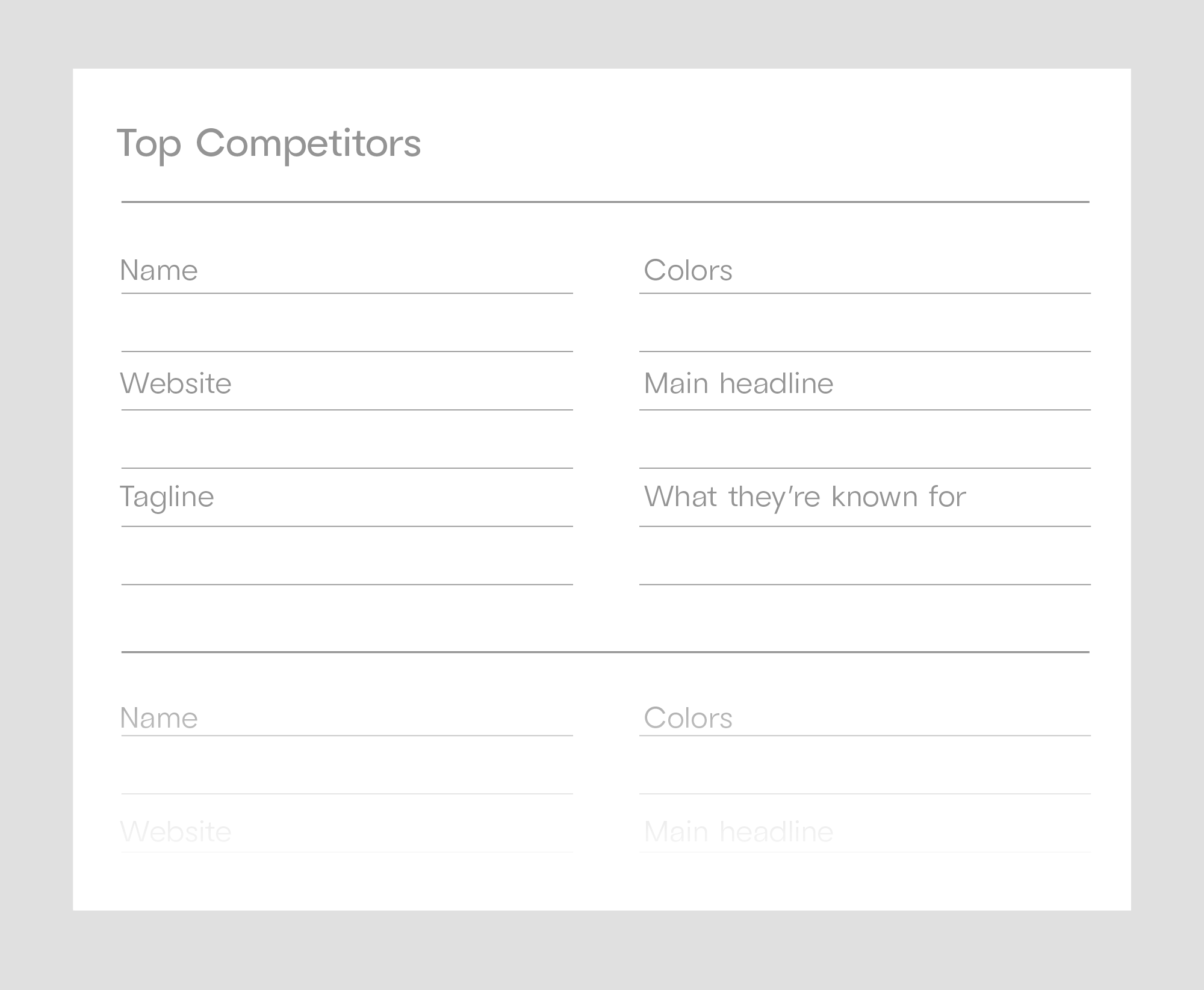 template for competitor analysis