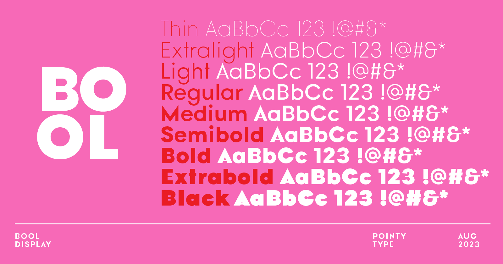 Bool’s nine font weights