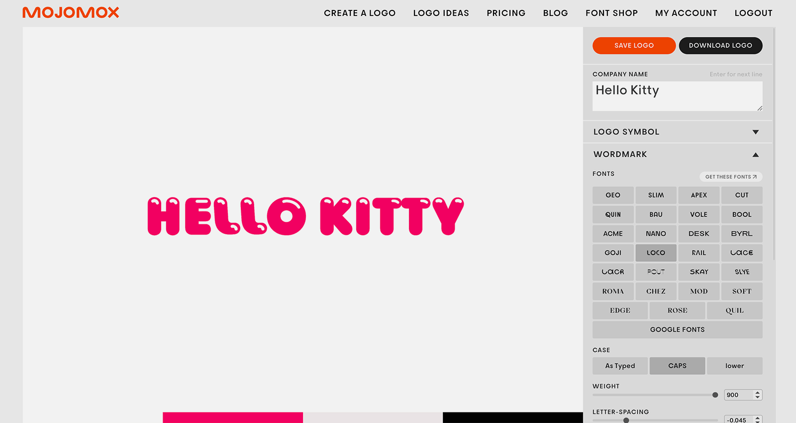 wordmark Hello-Kitty style in Loco