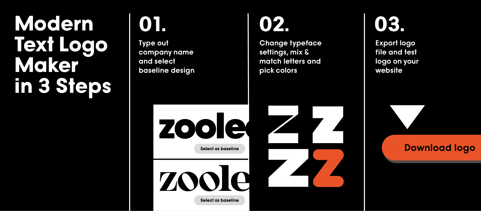 Lettermark Z logo, making in 3 steps
