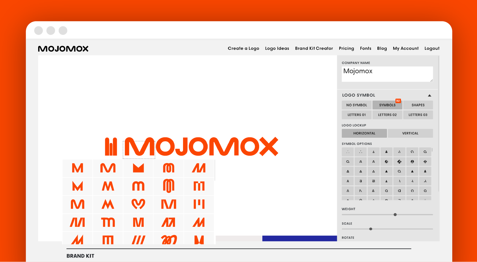 Mojomox logo maker with custom fonts
