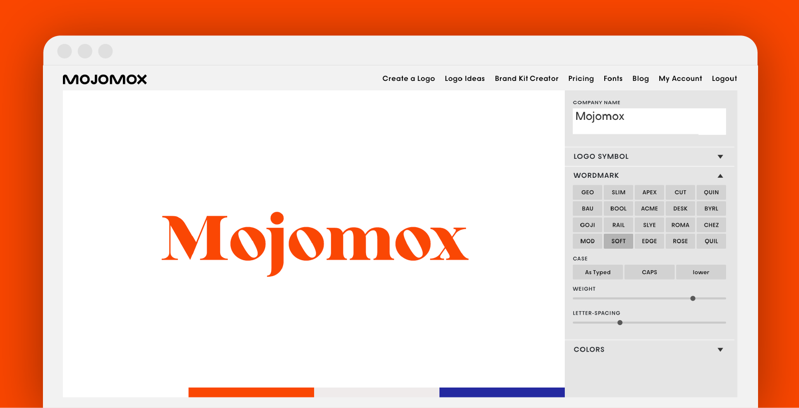 logo maker Mojomox font selection