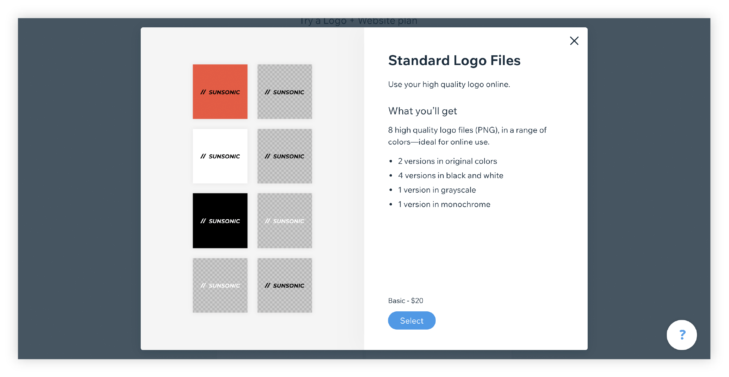 Wix logo maker logo export preview